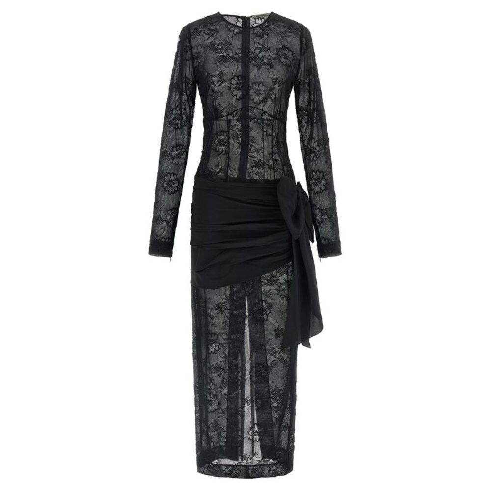 Alessandra Rich Black Viscose Long Women's Dress